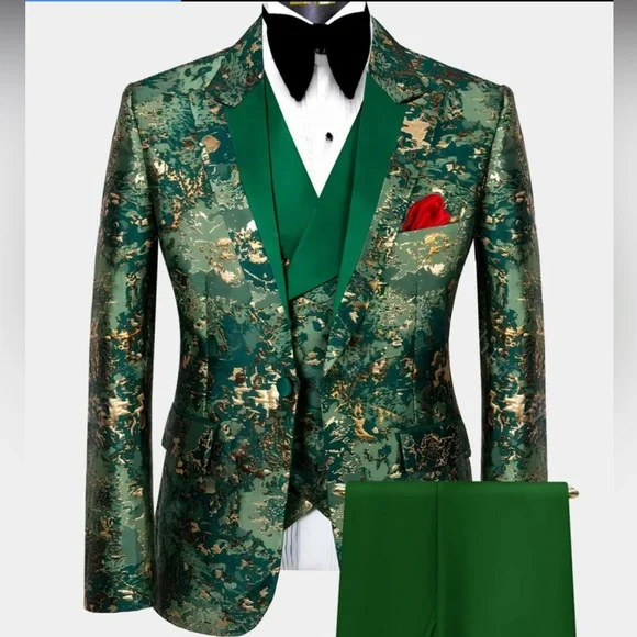 Green & Gold Camo Tuxedo – 3 Piece